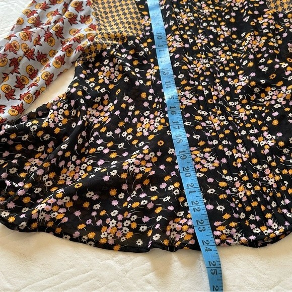 Boho Sfera Sheer Statement Sleeve Multi Colored Floral Blouse Top Size M - Picture 13 of 14